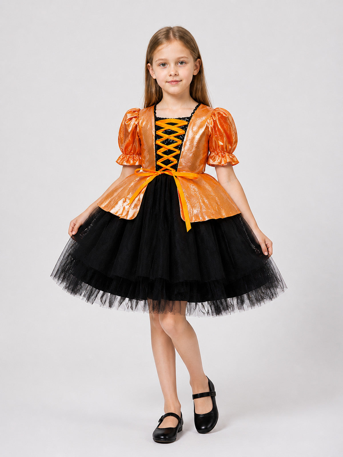 Children’s Princess Dress with Pumpkin and Bat Print product detail