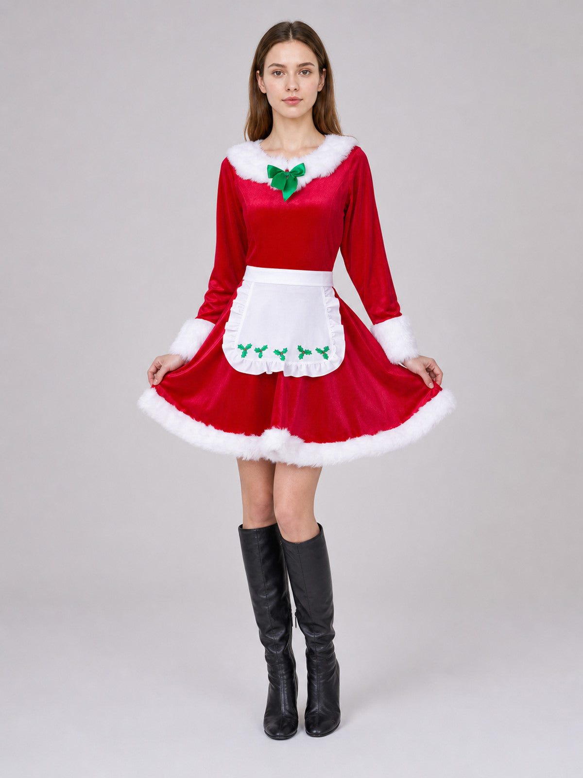 New Year's costume with an apron and green bow Costume Accessories detail