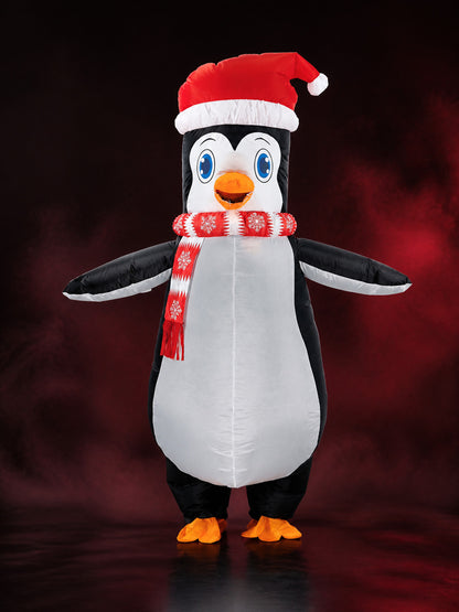 Inflatable Penguin Costume with Santa Hat and Scarf and Wings, Christmas Cosplay main product view