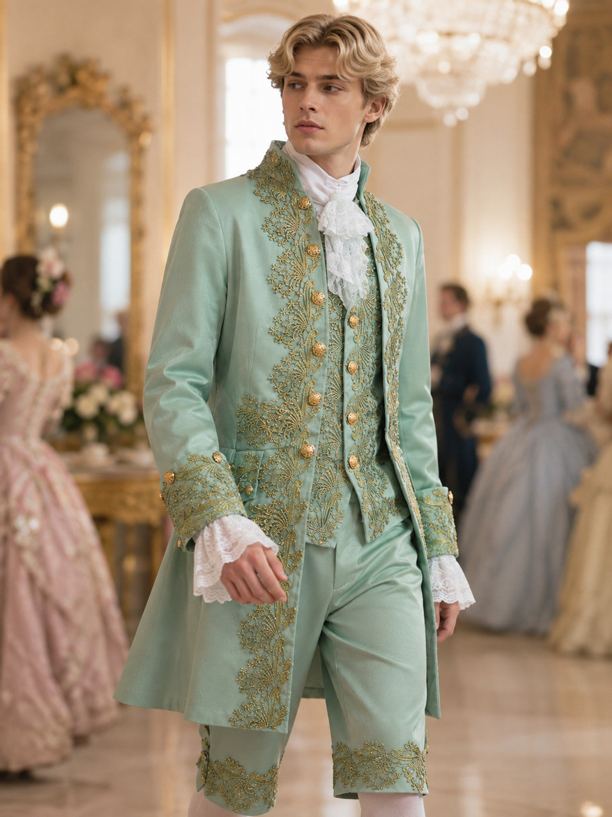 Light Green Prince-Style Cosplay Costume lifestyle view