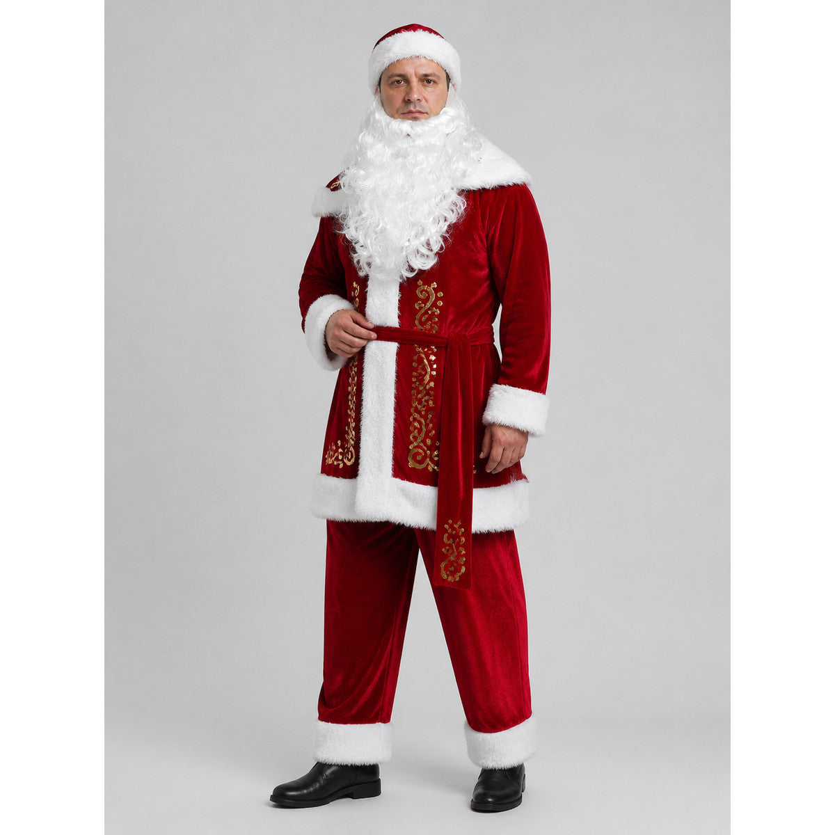 Red Santa Claus Costume with White Beard Costumes detail