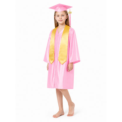 Pink children's graduation gown with cap and cape Costume Dresses detail