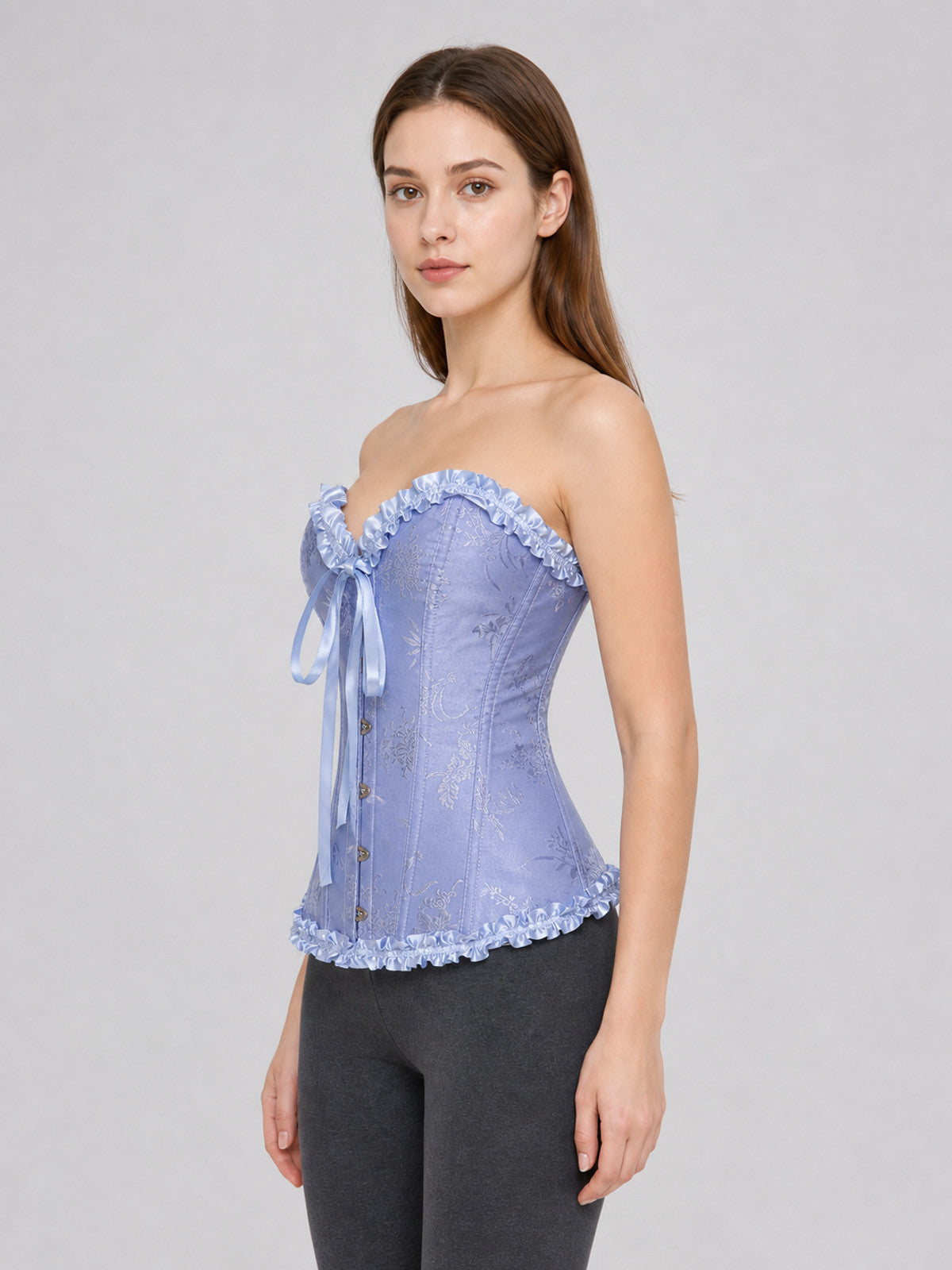 Corset Top with Ruffles and Lacing, Lavender