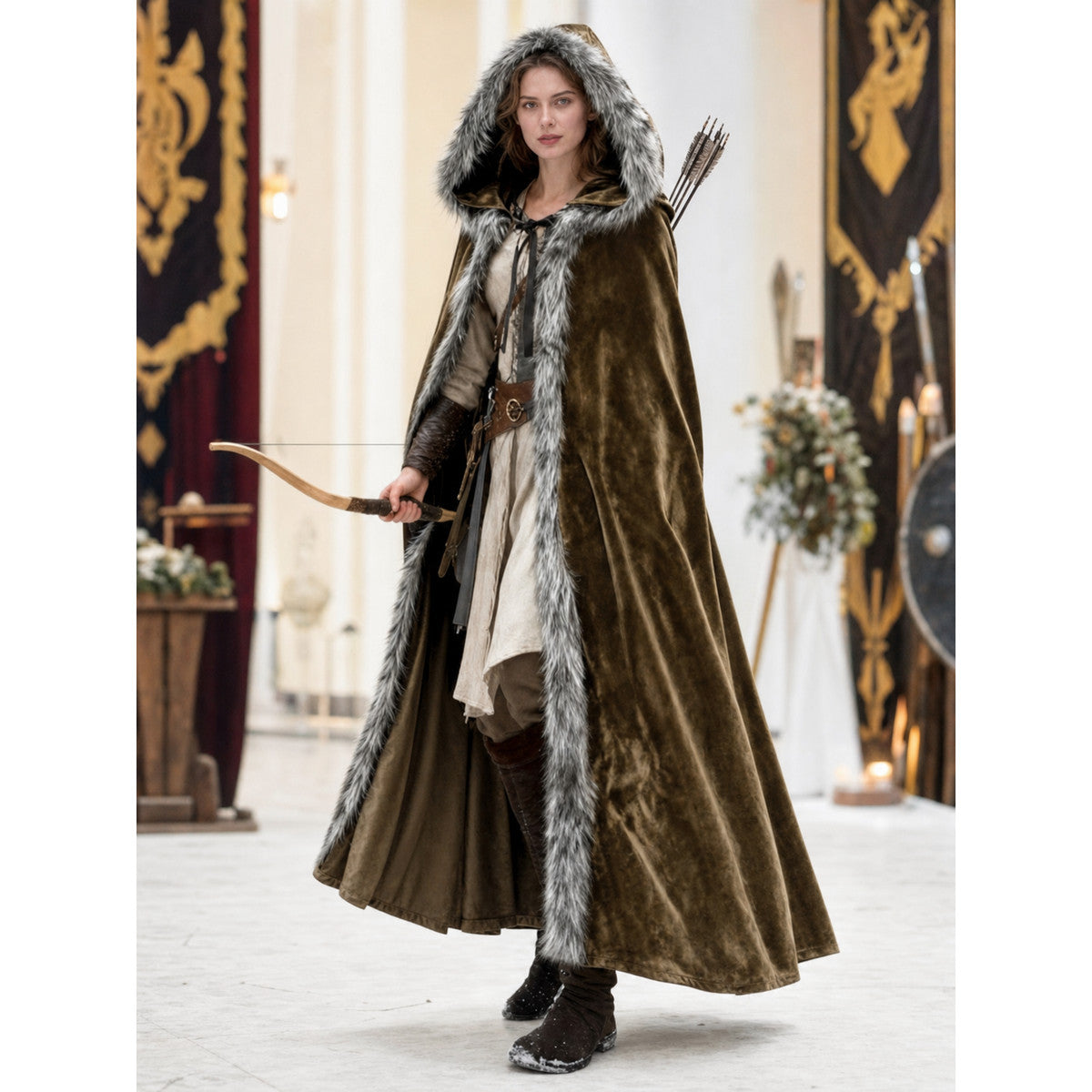 Brown Carnival Cloak with Hood lifestyle