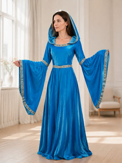 Medieval Hooded Maxi Dress for Halloween lifestyle view