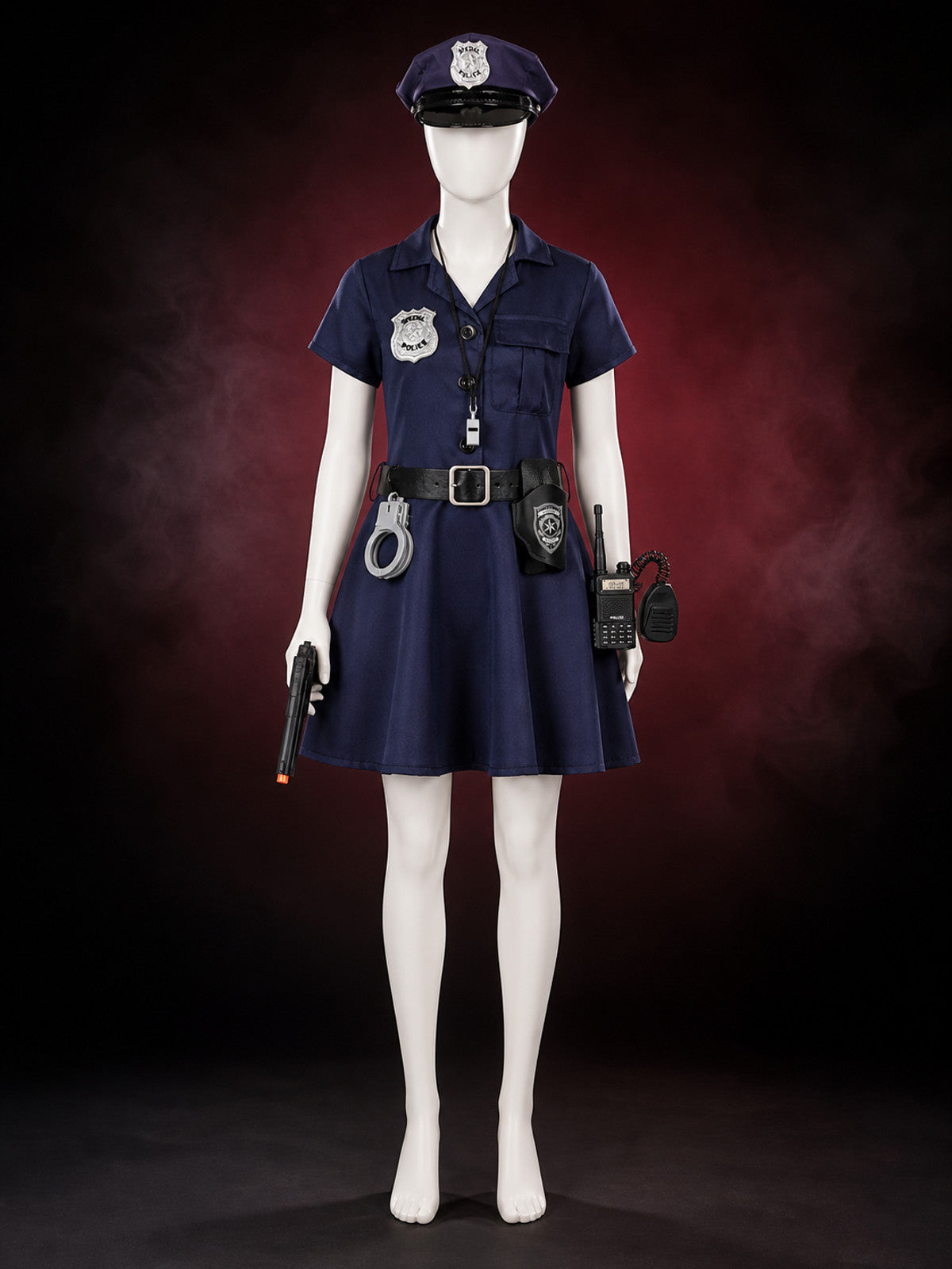 Girl's Police Costume Dress Set - Includes Hat, Badge, Handcuffs & Whistle