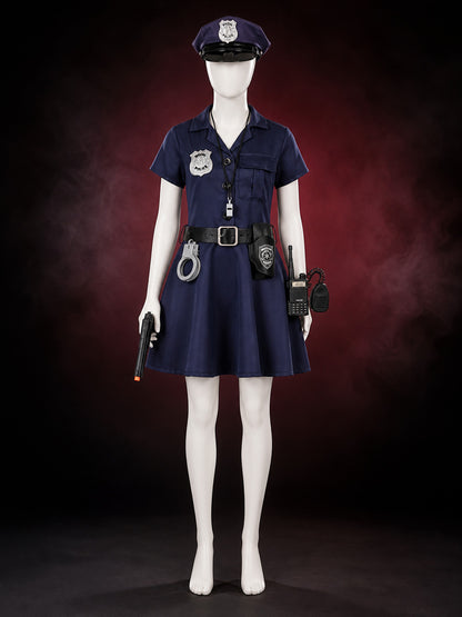 Girl's Police Costume Dress Set - Includes Hat, Badge, Handcuffs & Whistle