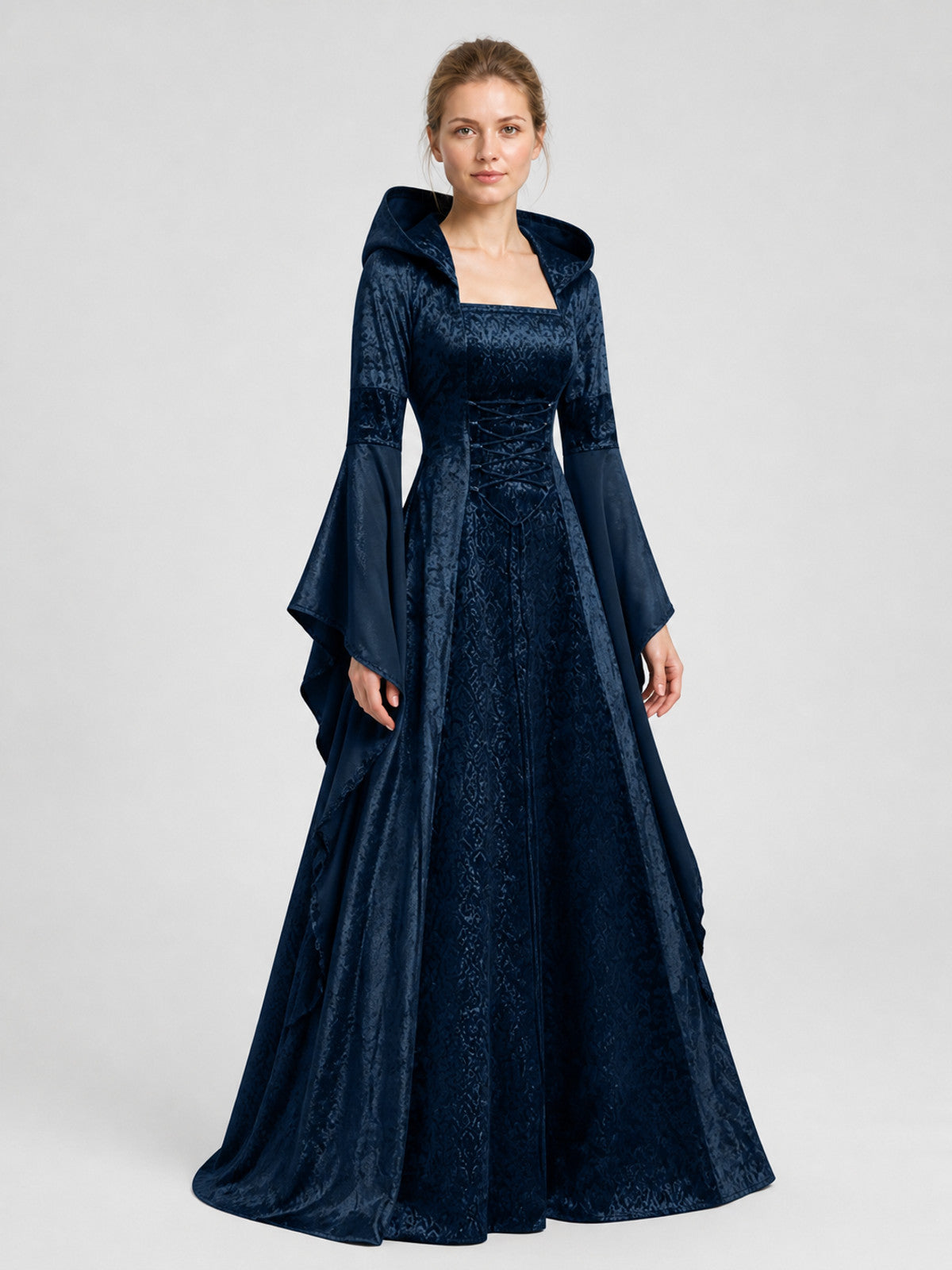 Hooded Dress, Medieval Style, Lace-Up Front Costume Dresses detail