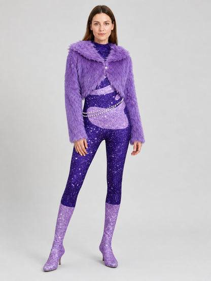 Cosplay Costume: Purple Coat, Bodysuit, and Chain Costumes detail