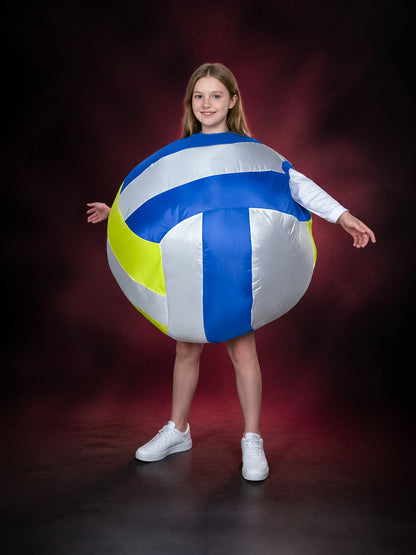 Adult Inflatable Spherical Bodysuit Costume, Blue White Fluorescent Yellow