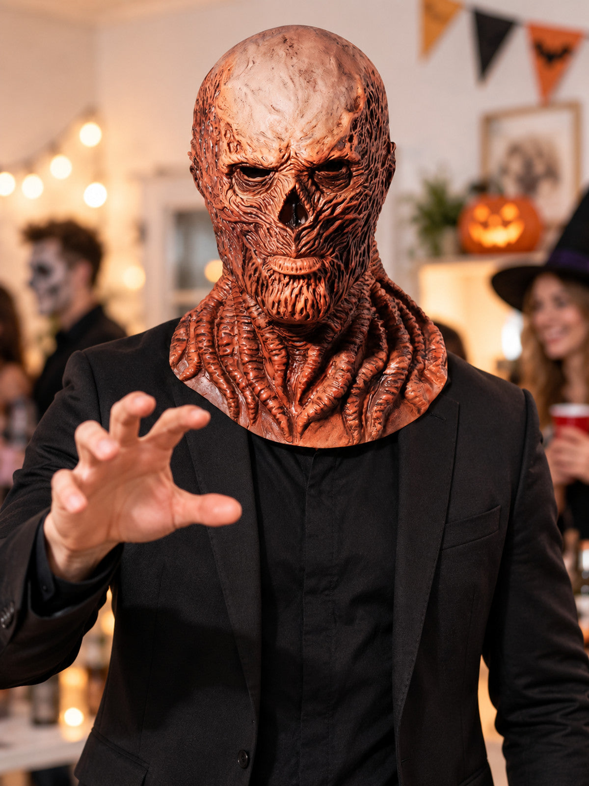 Brown head mask with raised wrinkles