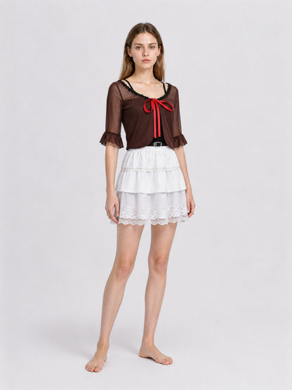 Cosplay Costume with a Tiered Skirt and Lace