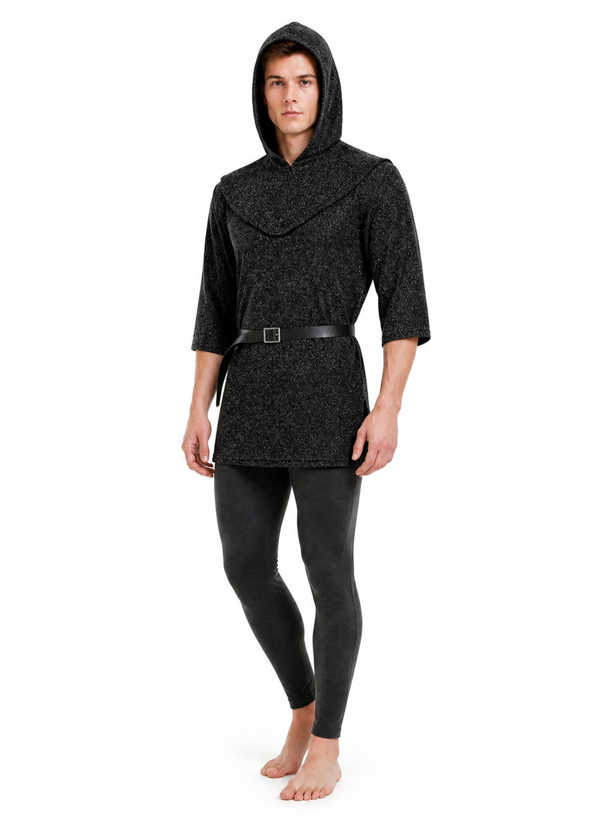 Cosplay costume: hooded top, hat, and belt