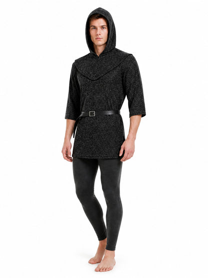 Cosplay costume: hooded top, hat, and belt