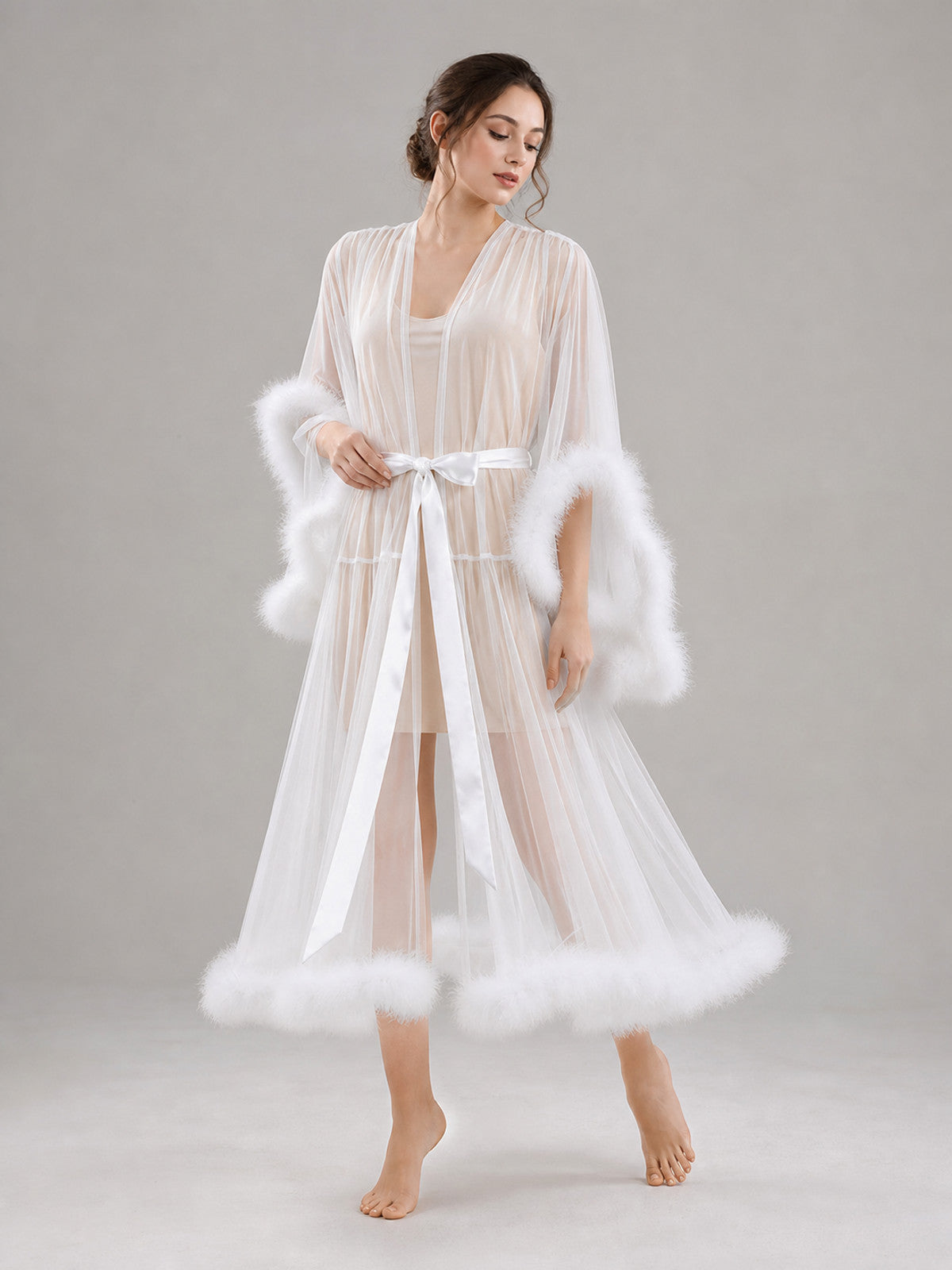 White Sheer Adult Cape with Ties