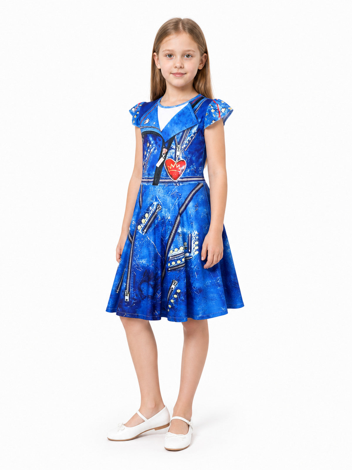 Children's Blue Halloween Dress with Crown and Lightning Bolts