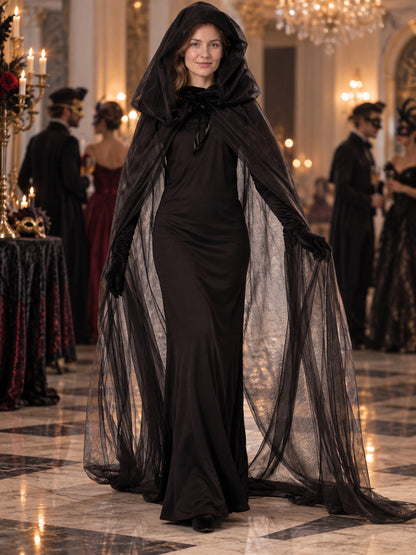Vampire Costume with Cape and Gloves