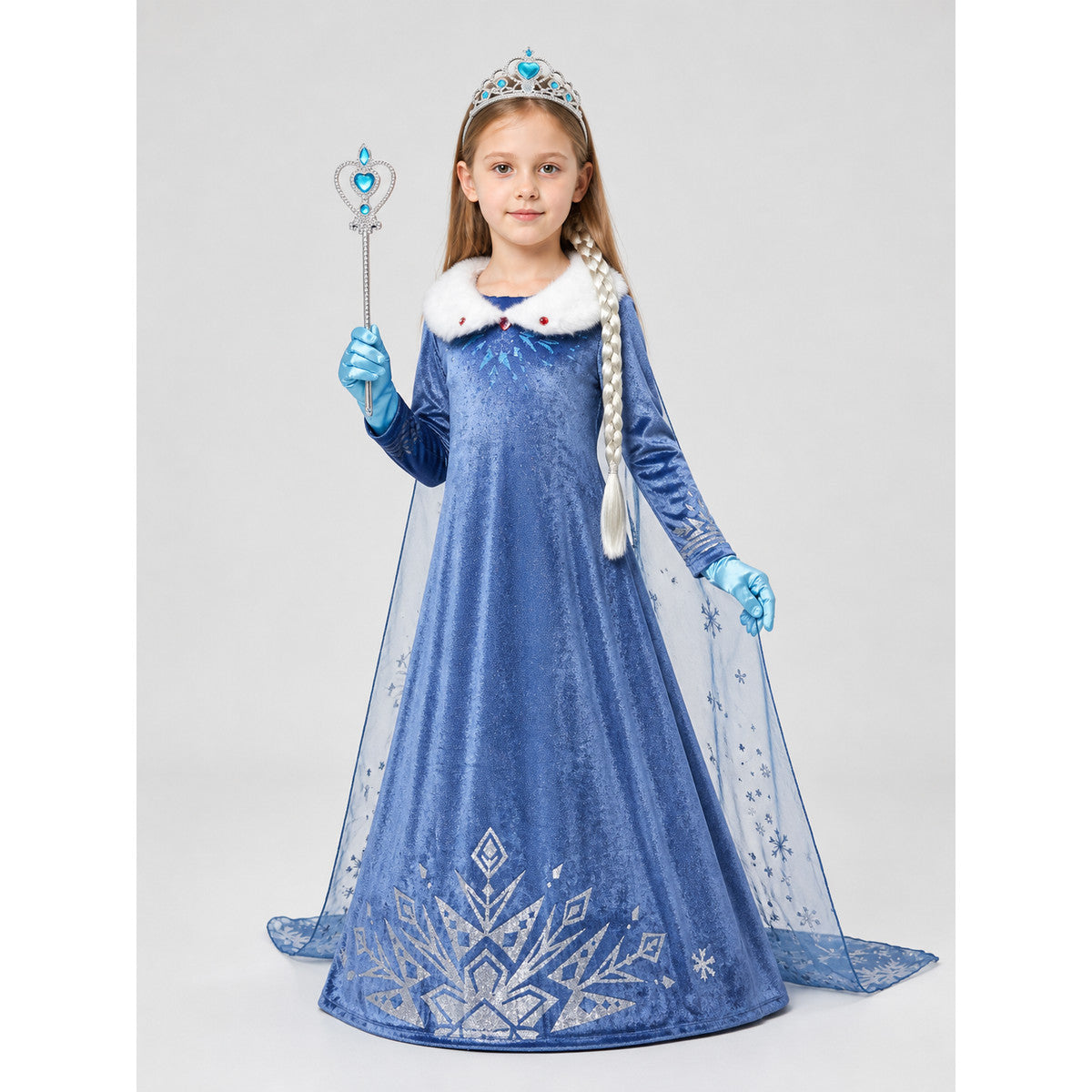 Children's Princess Elsa Dress with Accessories for Halloween Costume Dresses detail