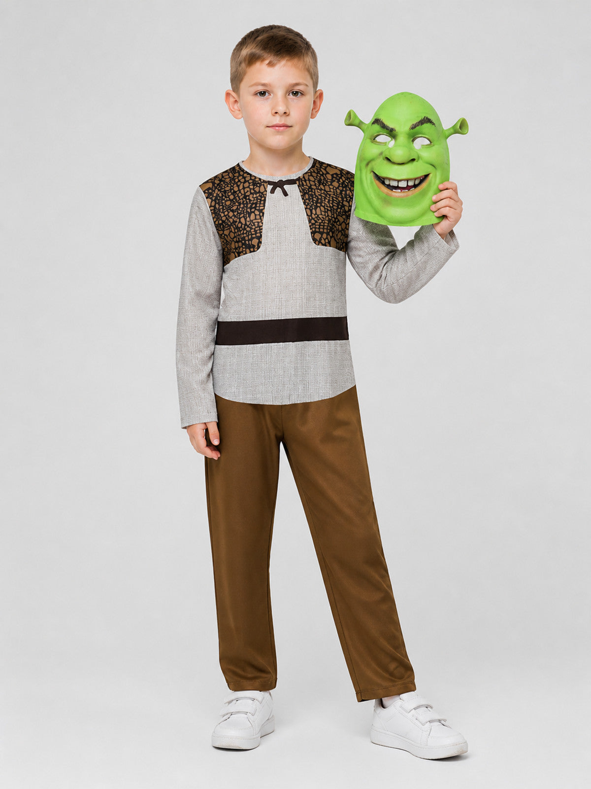 Shrek Character Costume with Mask and Vest Costume Masks detail