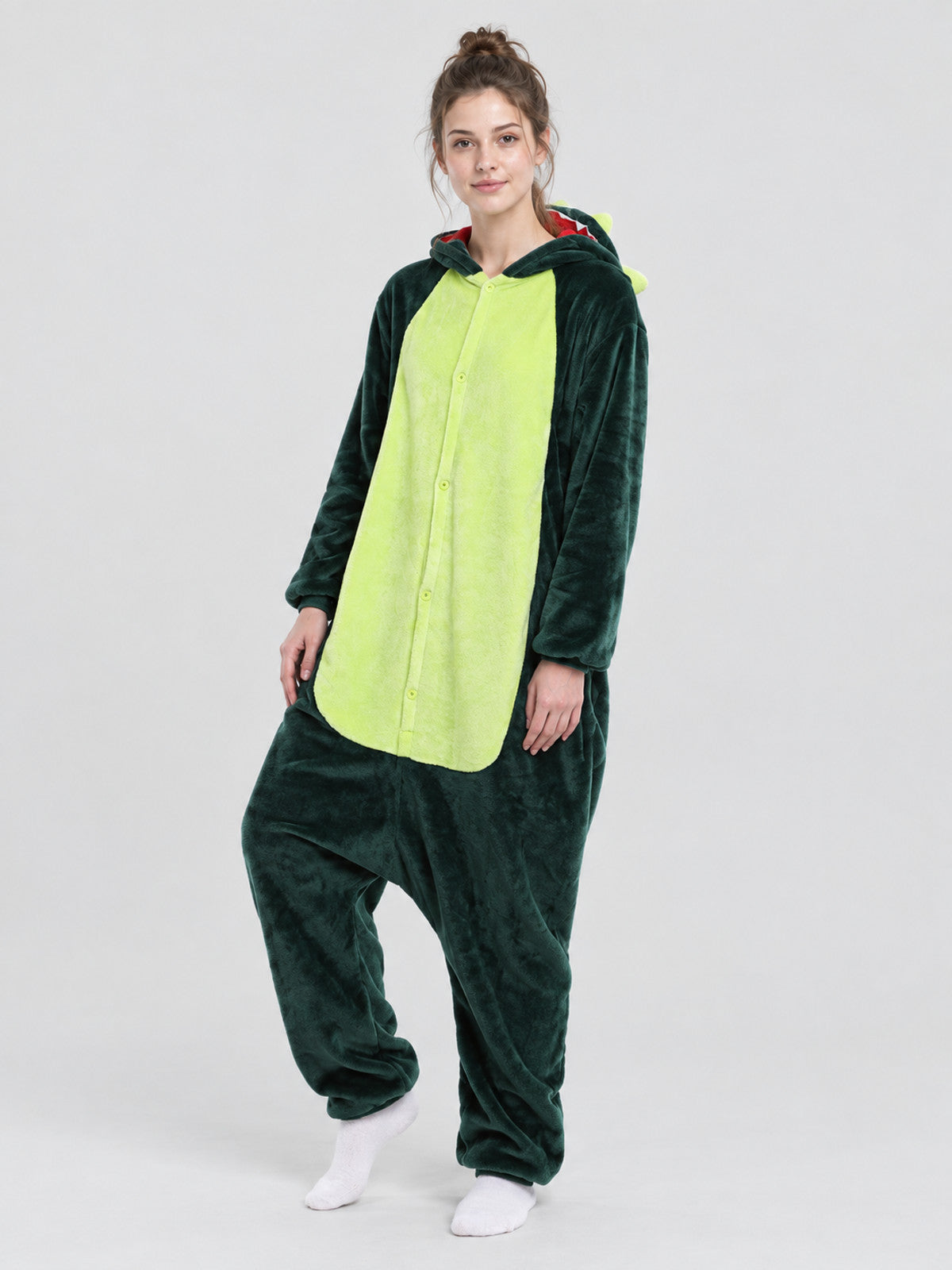 Dark green kigurumi pajama with hood and spikes