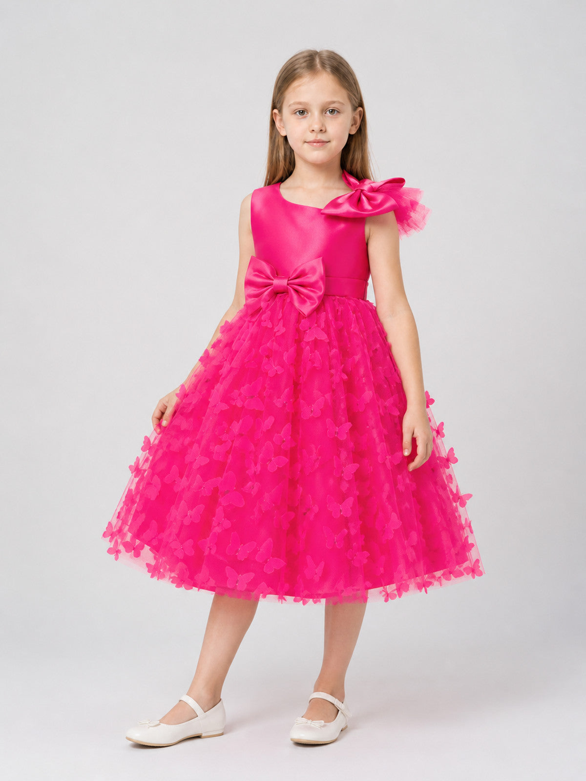 Full Pink Tulle Dress with Oversized Bows Costume Dresses detail