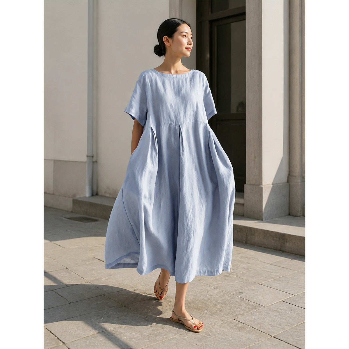 Women’s Light Blue Loose A-Line Dress