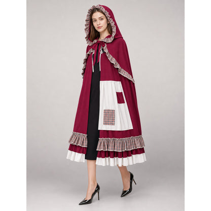 Burgundy hooded cosplay costume cloak lifestyle
