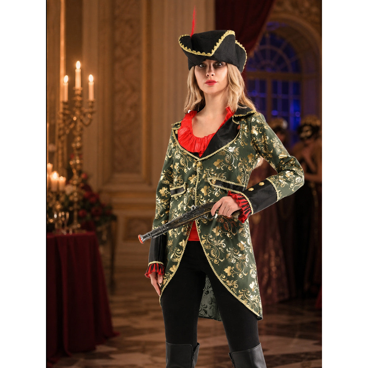 Pirate Carnival Costume with Hat and Long Coat lifestyle view