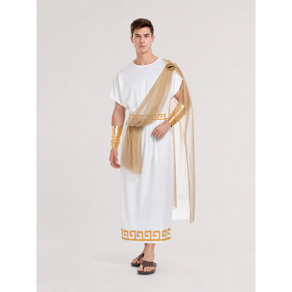 Ancient Greek Costume with Cape, Belt, and Arm Cuffs