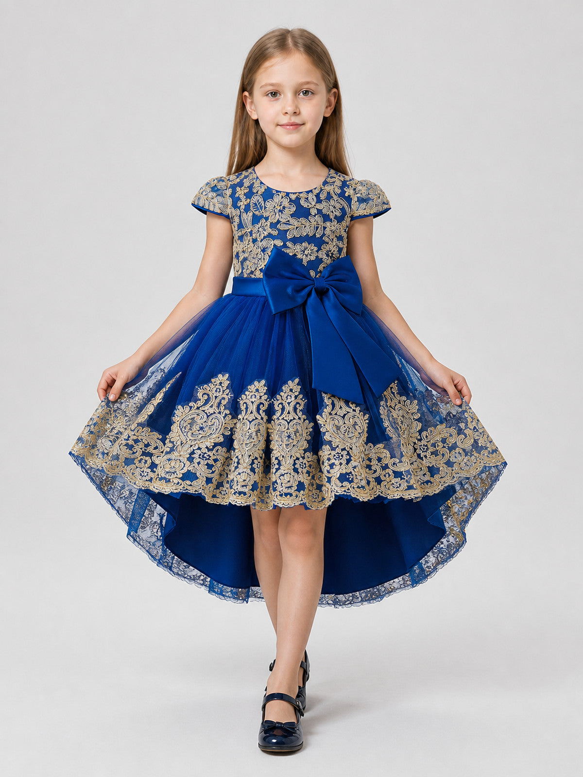 Girls' Full Princess Dress with Embroidery and Train Costume Dresses detail