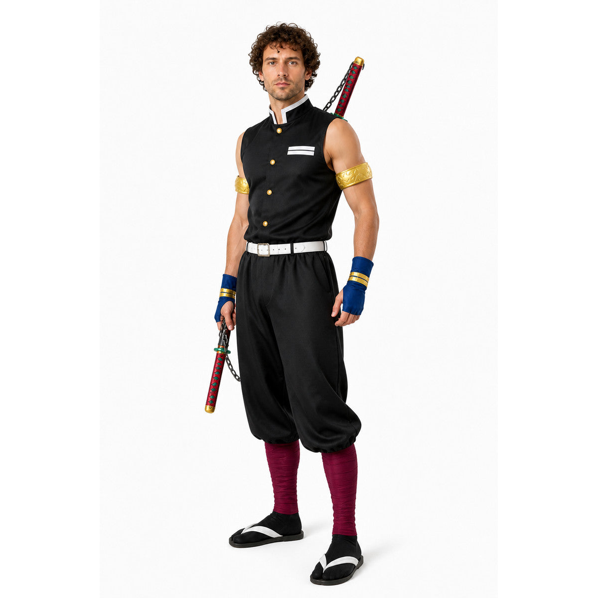 Tengen Uzui Cosplay Costume with Dual Swords for Halloween lifestyle