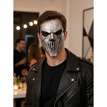 Gray and Black Skull Carnival Mask for Halloween lifestyle view