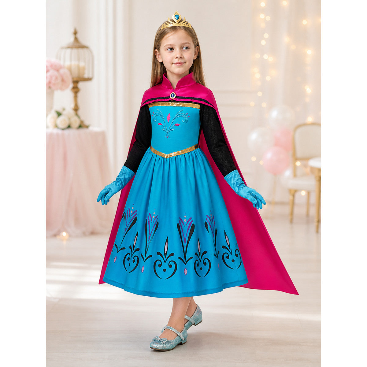 Blue Princess Costume with Pink Cape