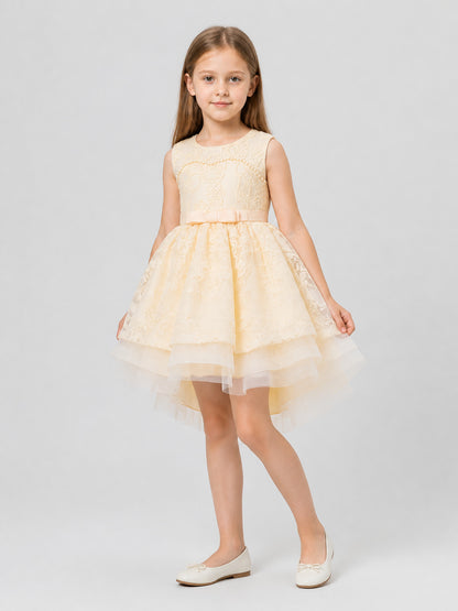 Full Dressy Girls’ Dress with a Tulle Skirt and Bow