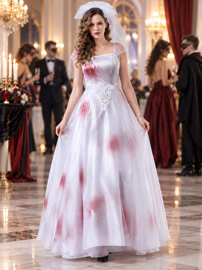 Costume: White Dress with Red Spots, Veil