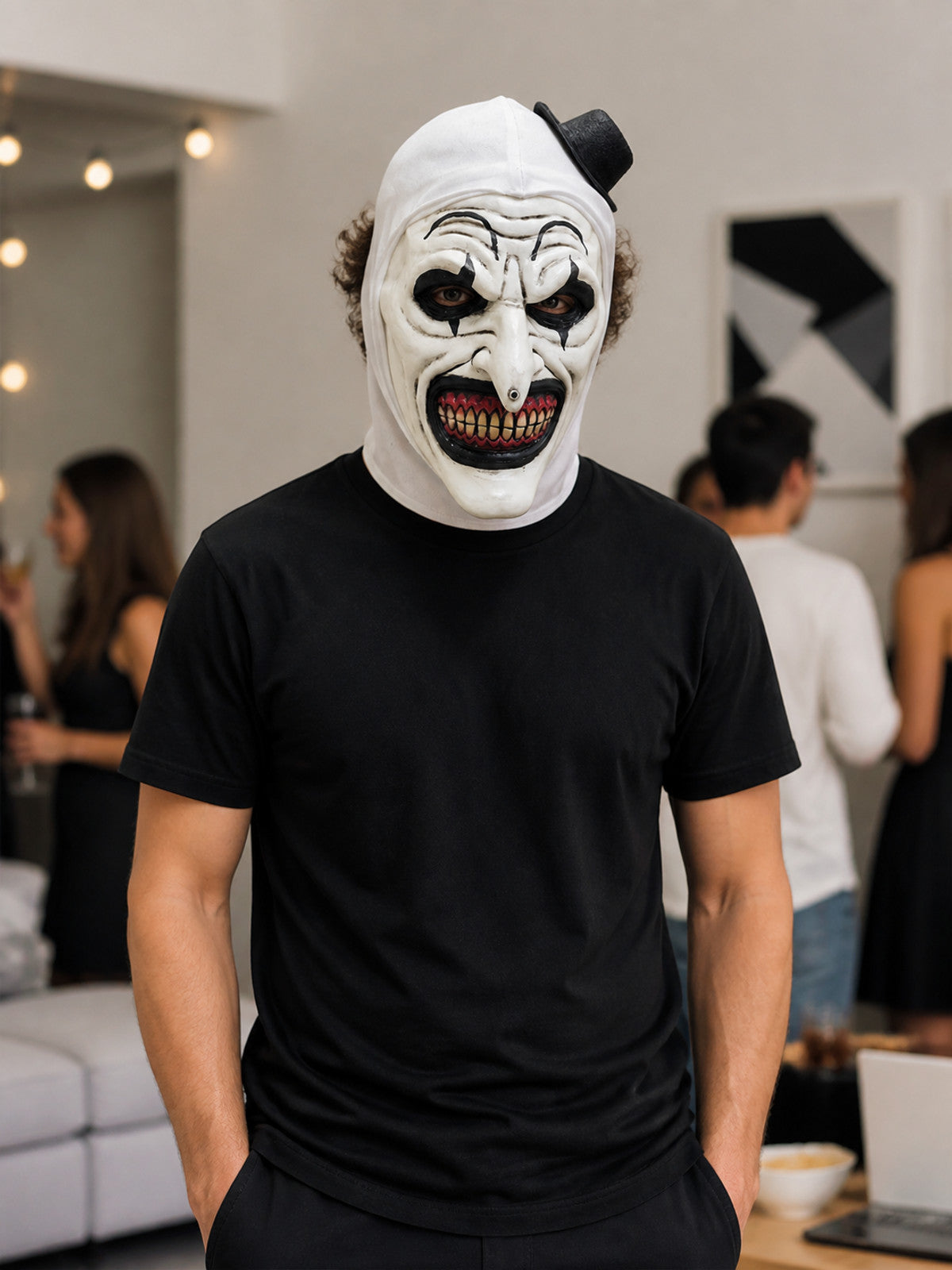Black, White, and Red Halloween Carnival Mask lifestyle view