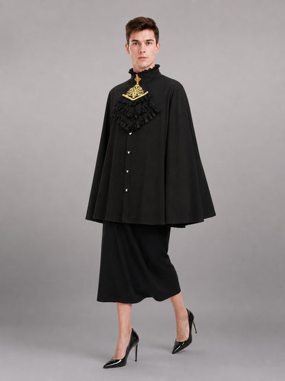 Gothic Shirt with Jabot and Gold Decor