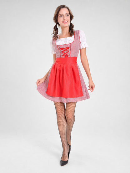 Red and White Carnival Cosplay Dress Costume Dresses detail