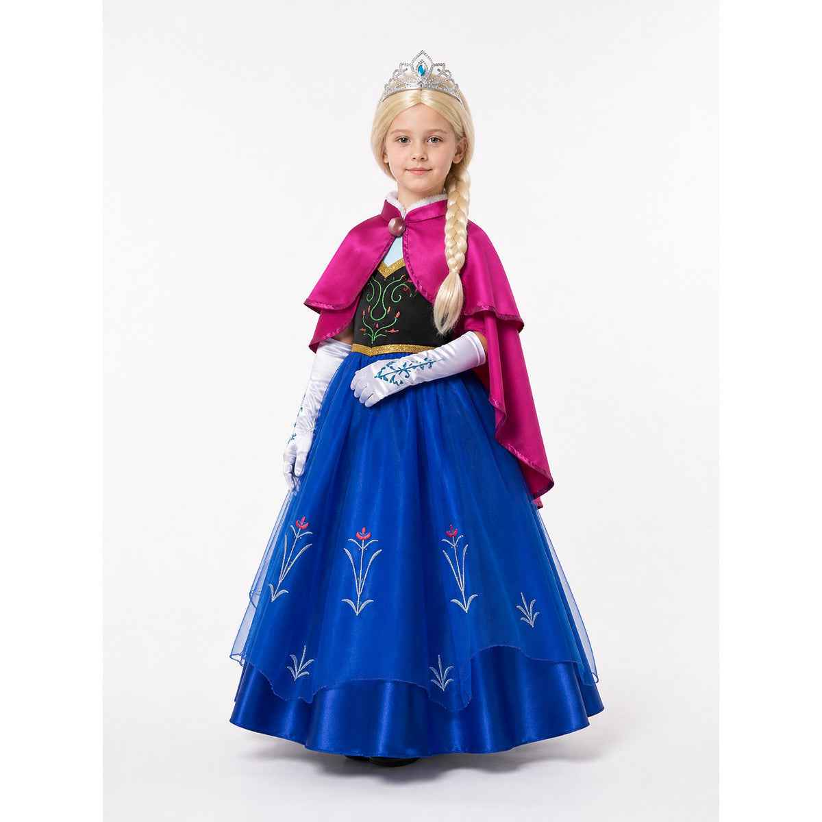 Children's Snow Queen Costume with Cape and Crown Costume Capes detail