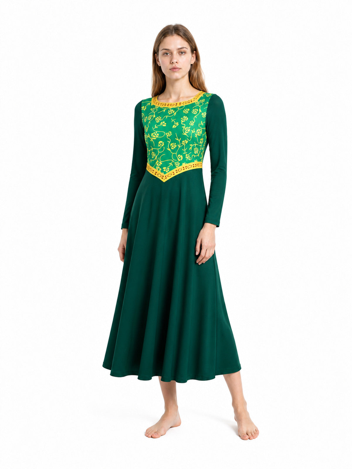 Long Princess Fiona Green Dress with Belt for Cosplay Costume Dresses detail