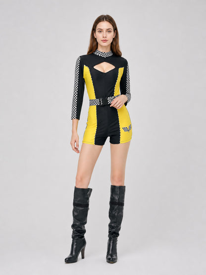 Long-Sleeve Racing-Style Romper