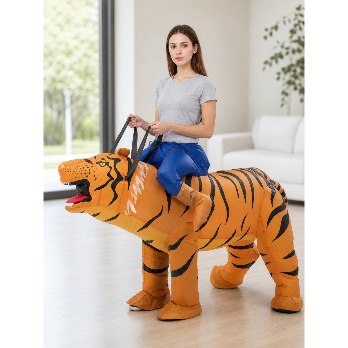 Inflatable Riding Tiger Costume, One Size lifestyle view