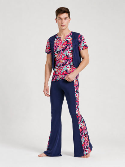 70s-Style Retro Costume with Shirt, Vest, and Pants Costumes detail