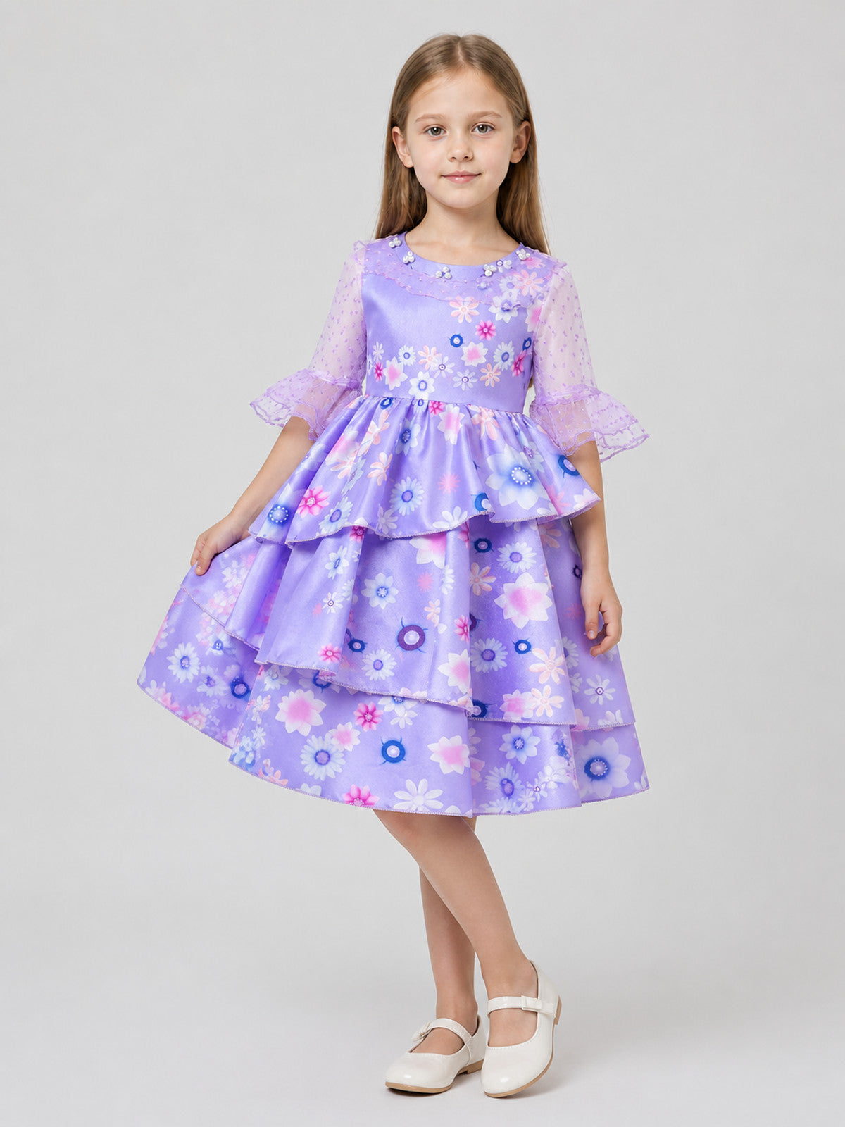 Children's Fancy Purple Cosplay Dress with Ruffles Costume Dresses detail