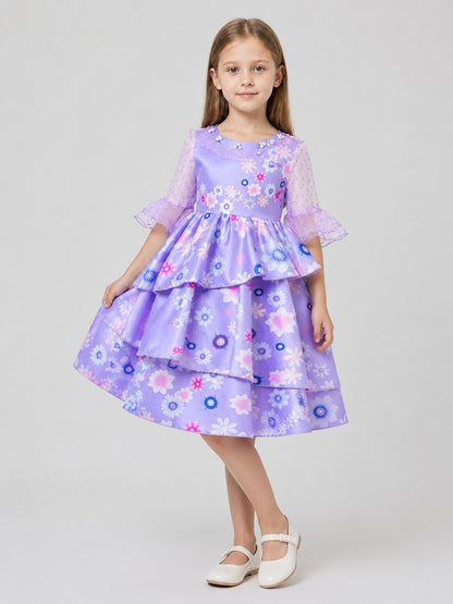 Children's Fancy Purple Cosplay Dress with Ruffles Costume Dresses detail