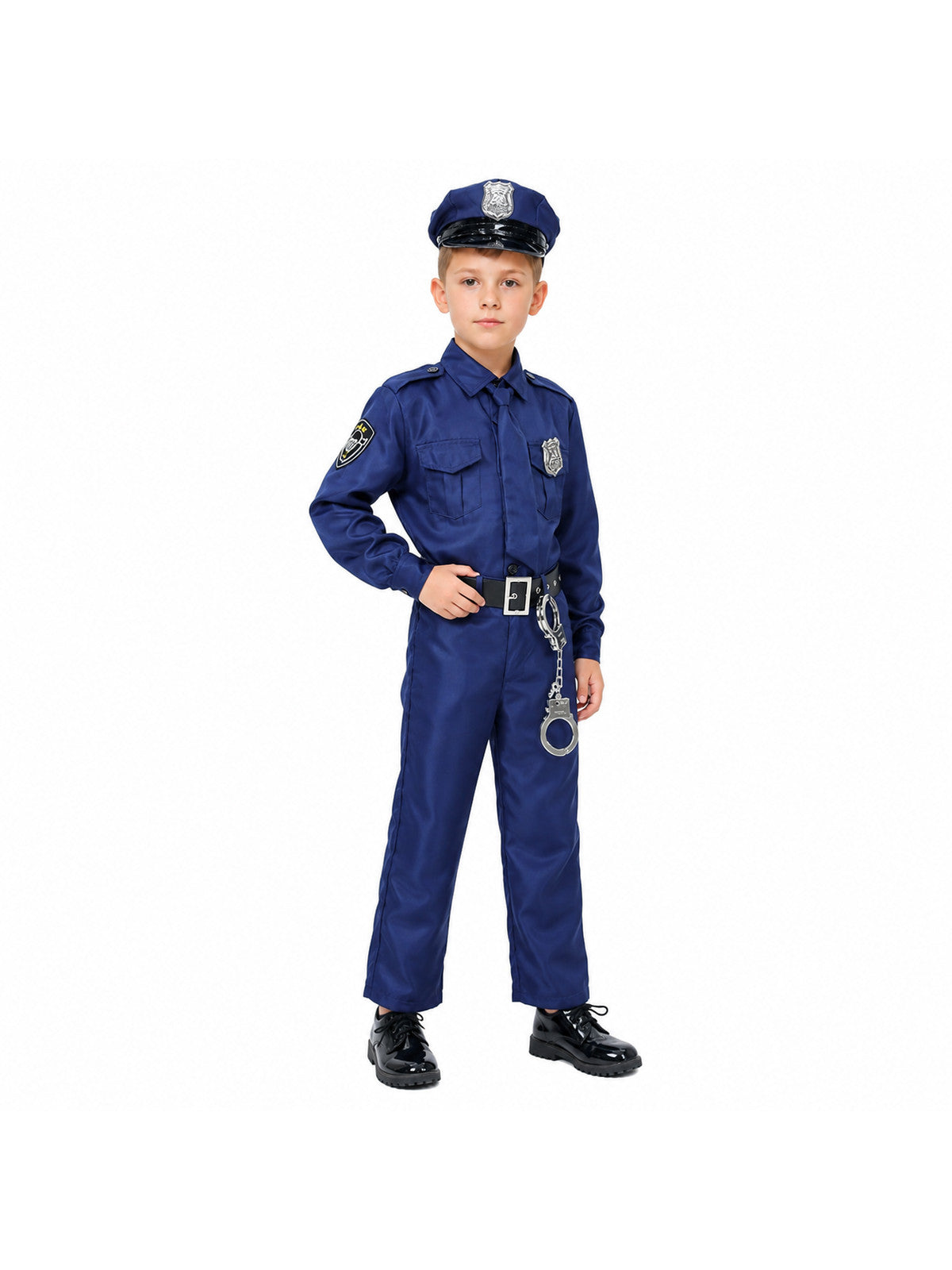 Police Costume with Cap, Belt, and Handcuffs Costume Headwear detail