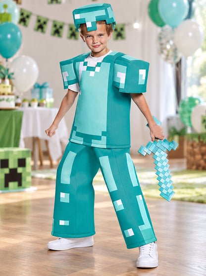 Kids' Turquoise Carnival Costume with Pixel Design