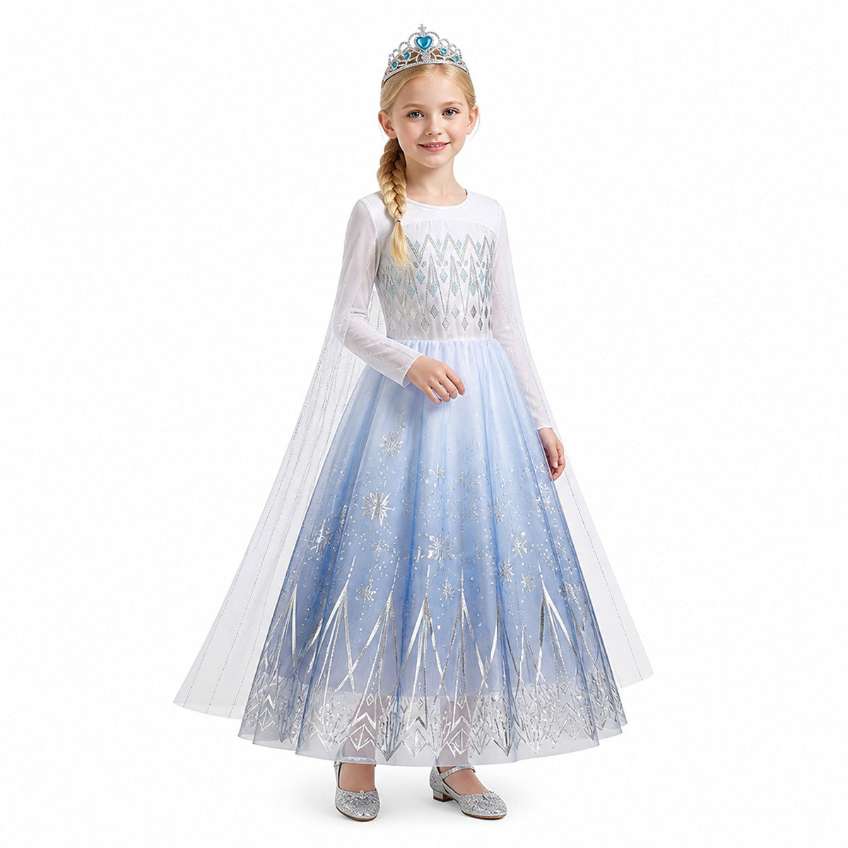 Elsa Costume with Snowflake Dress and Crown Costume Dresses detail
