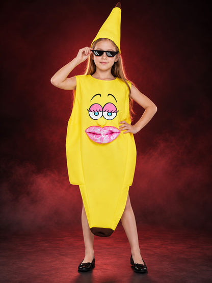 Yellow Banana Costume with Hat and Glasses