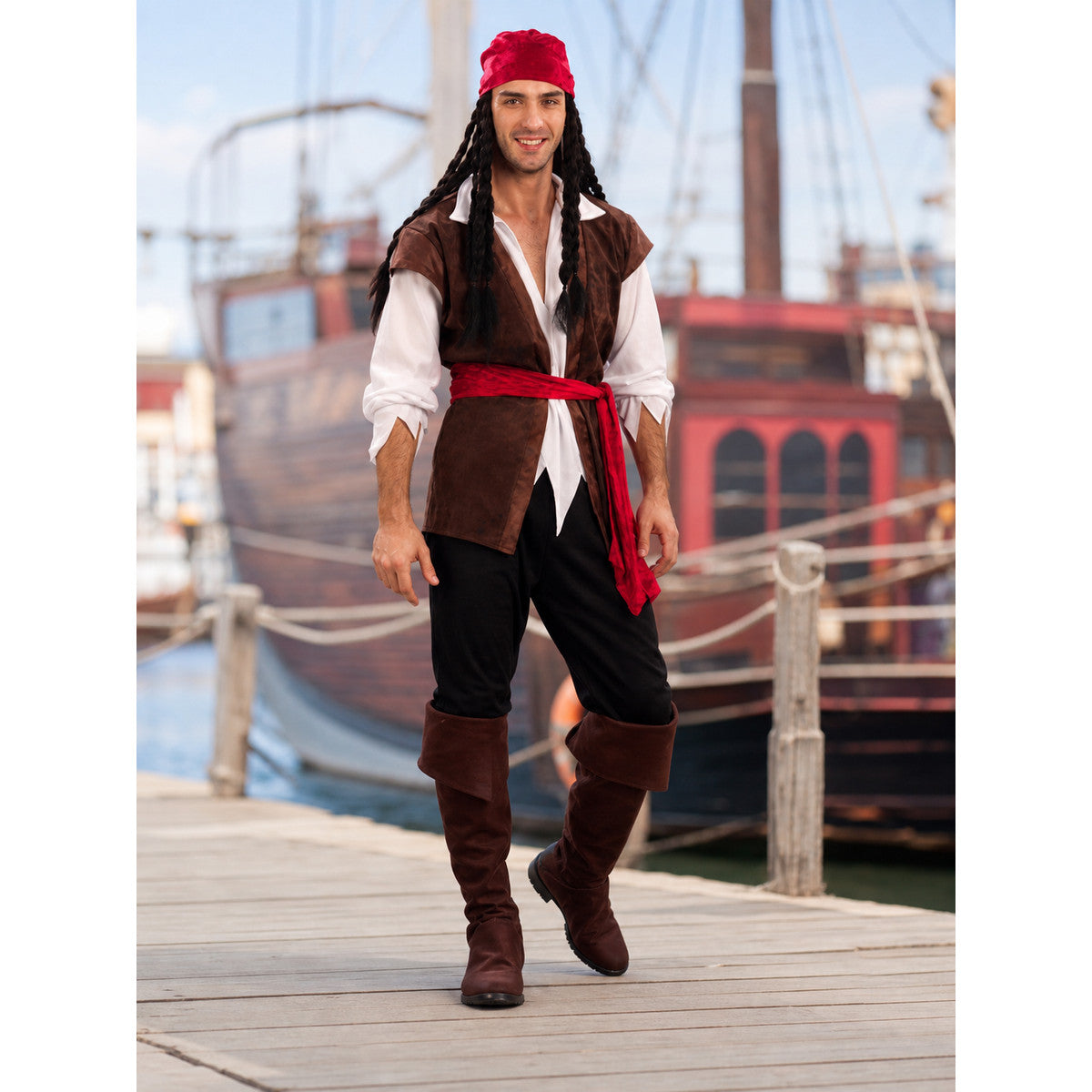 Adult Caribbean Pirate Costume, 6 Pieces lifestyle view